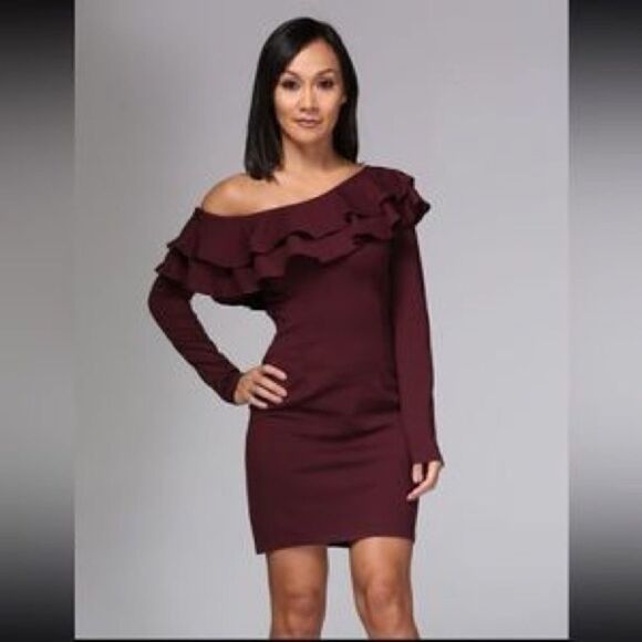 Do+Be One Shoulder Long Sleeve Mini Dress - Picture 1 of 7